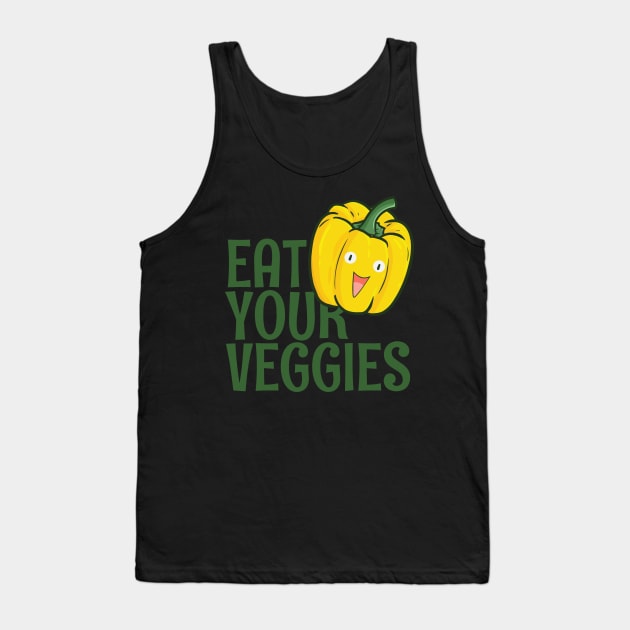 Eat Your Veggies - Yellow Bell Pepper Tank Top by Jocularity Art